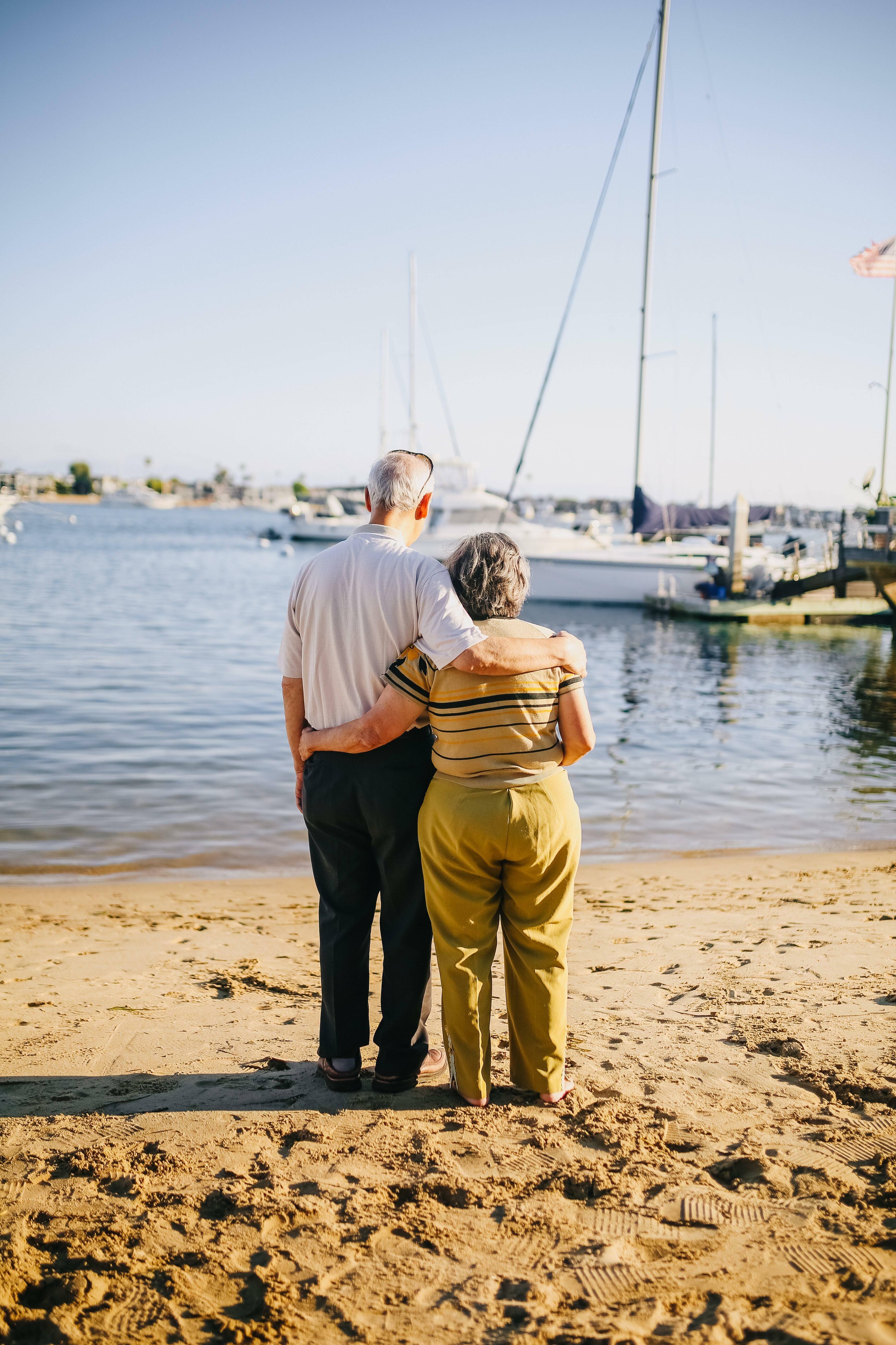 Elderly couple on a beach